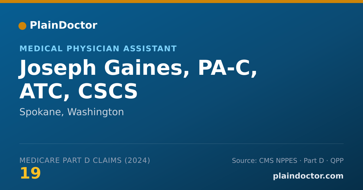 Shareable card for Joseph Gaines, PA-C, ATC, CSCS - Specialist, Spokane, WA