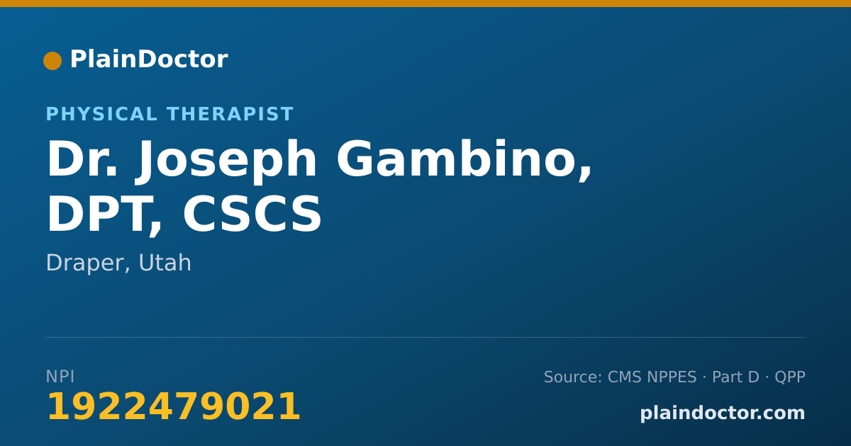 Shareable card for Joseph Gambino, DPT, CSCS - Physical Therapist, Draper, UT