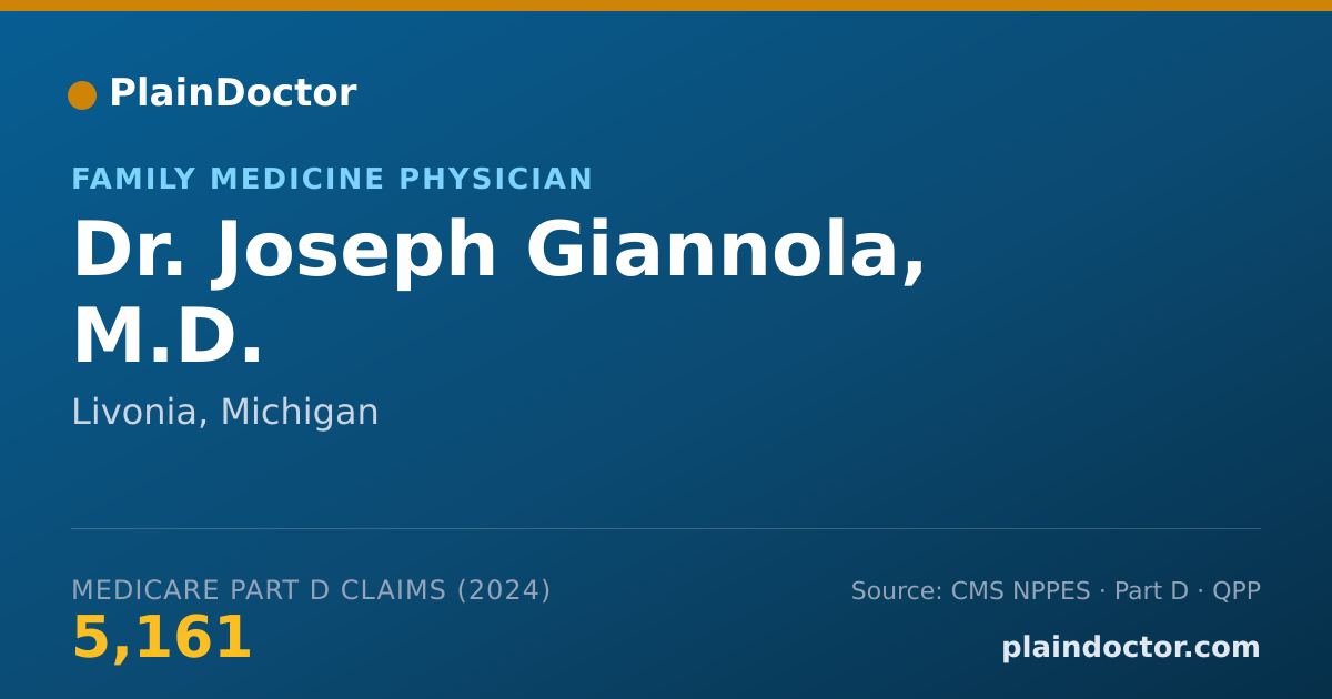 Shareable card for Joseph Giannola, M.D. - Family Medicine Physician, Livonia, MI