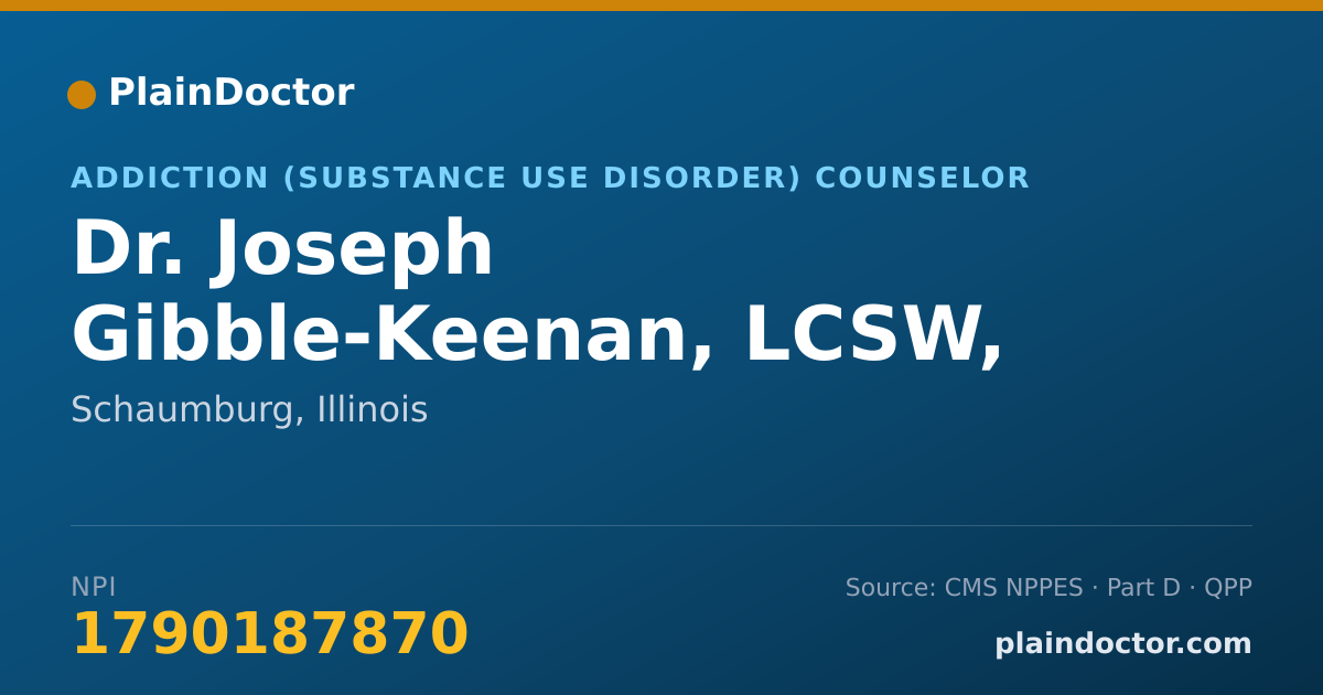 Shareable card for Joseph Gibble-Keenan, LCSW, CADC - Addiction (Substance Use Disorder) Counselor, Schaumburg, IL