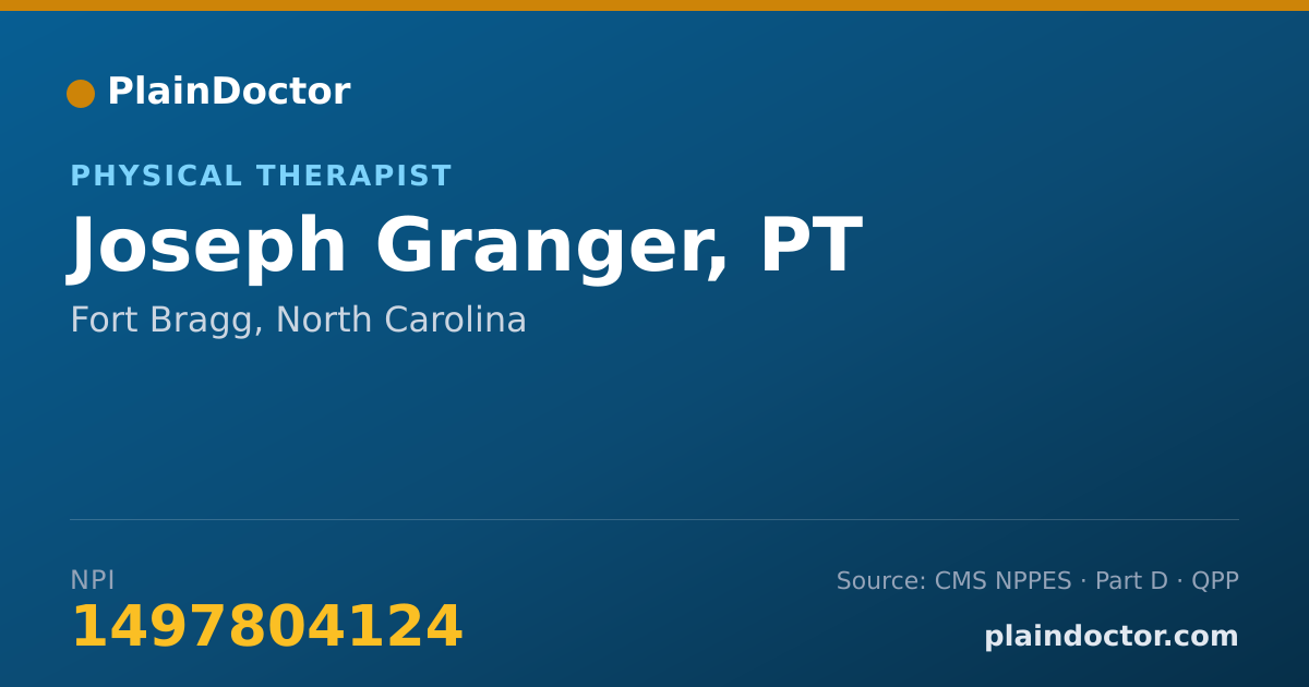 Shareable card for Joseph Granger, PT - Physical Therapist, Fort Bragg, NC