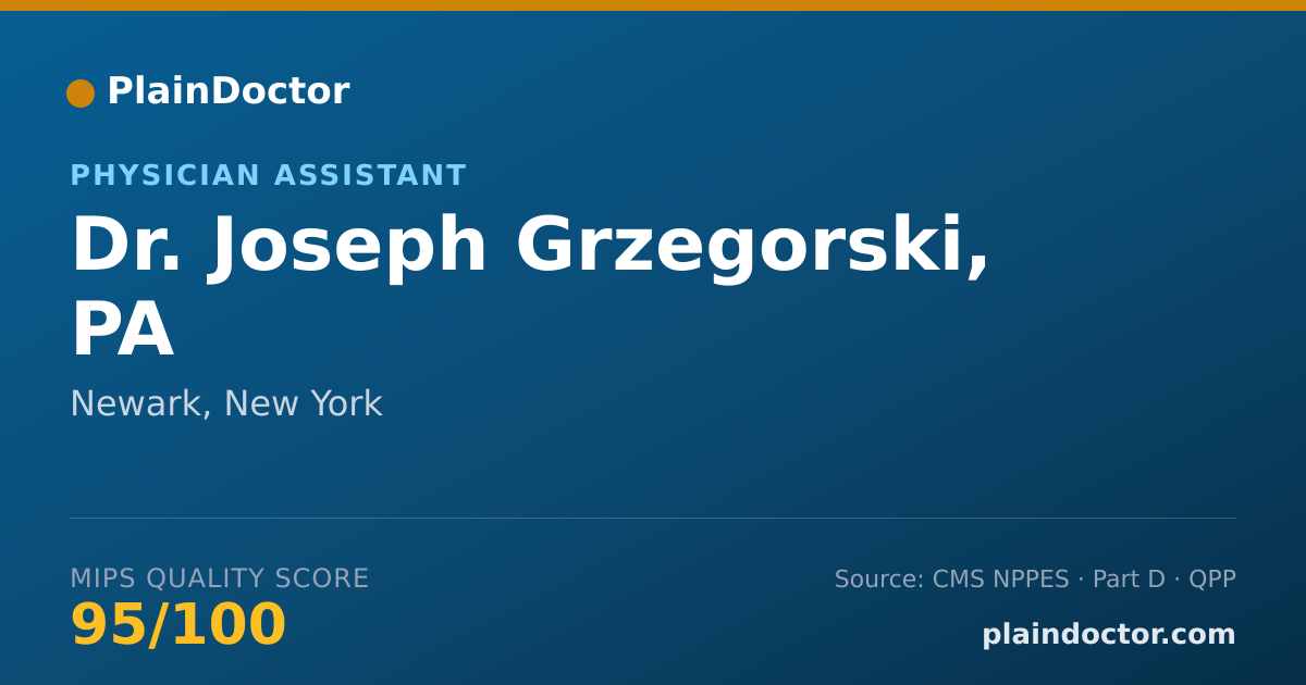 Shareable card for Joseph Grzegorski, PA - Physician Assistant, Newark, NY