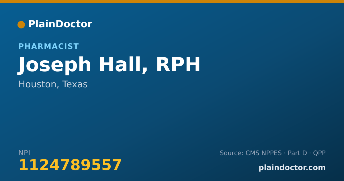 Shareable card for Joseph Hall, RPH - Pharmacist, Houston, TX