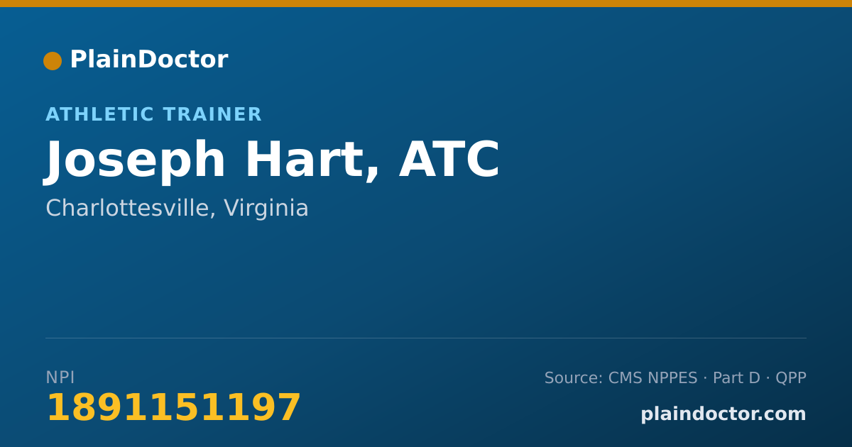 Shareable card for Joseph Hart, ATC - Athletic Trainer, Charlottesville, VA