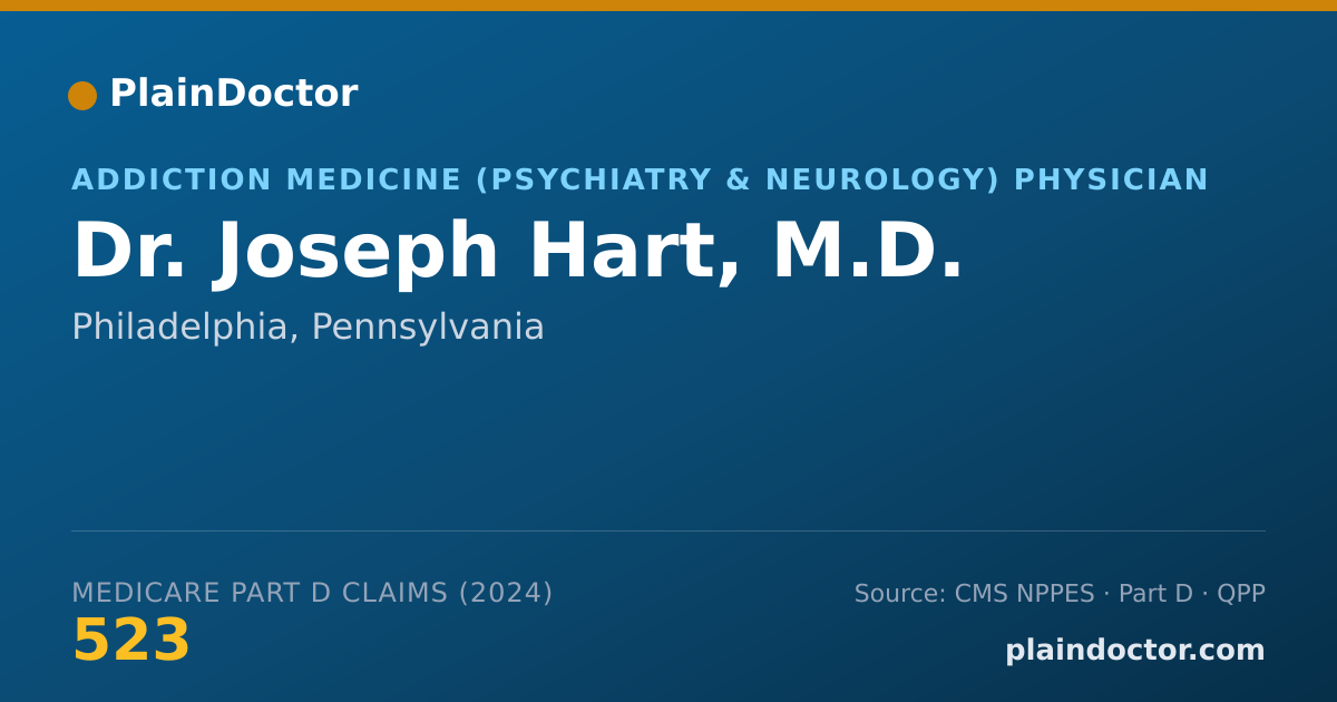 Shareable card for Joseph Hart, M.D. - Addiction Medicine (Psychiatry & Neurology) Physician, Philadelphia, PA