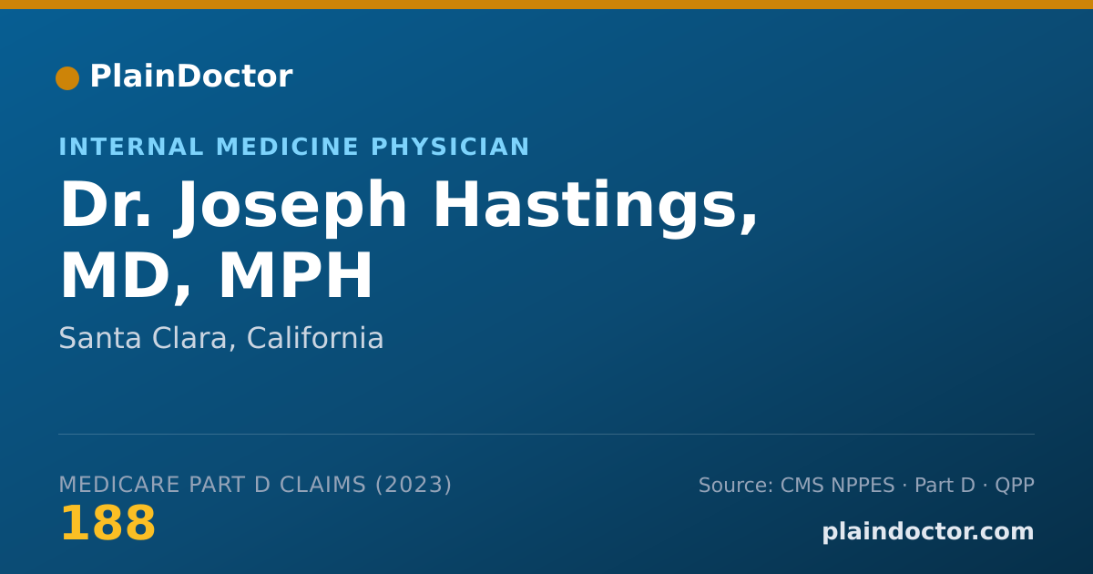 Shareable card for Joseph Hastings, MD, MPH - Internal Medicine Physician, Santa Clara, CA