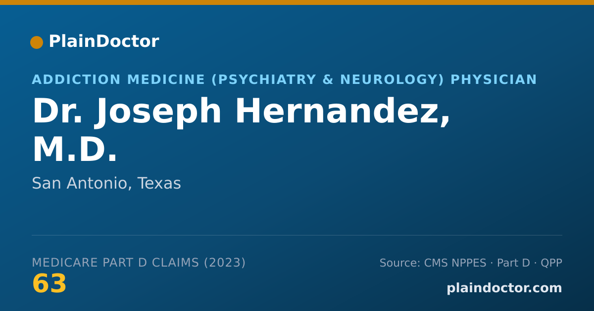 Shareable card for Joseph Hernandez, M.D. - Addiction Medicine (Psychiatry & Neurology) Physician, San Antonio, TX