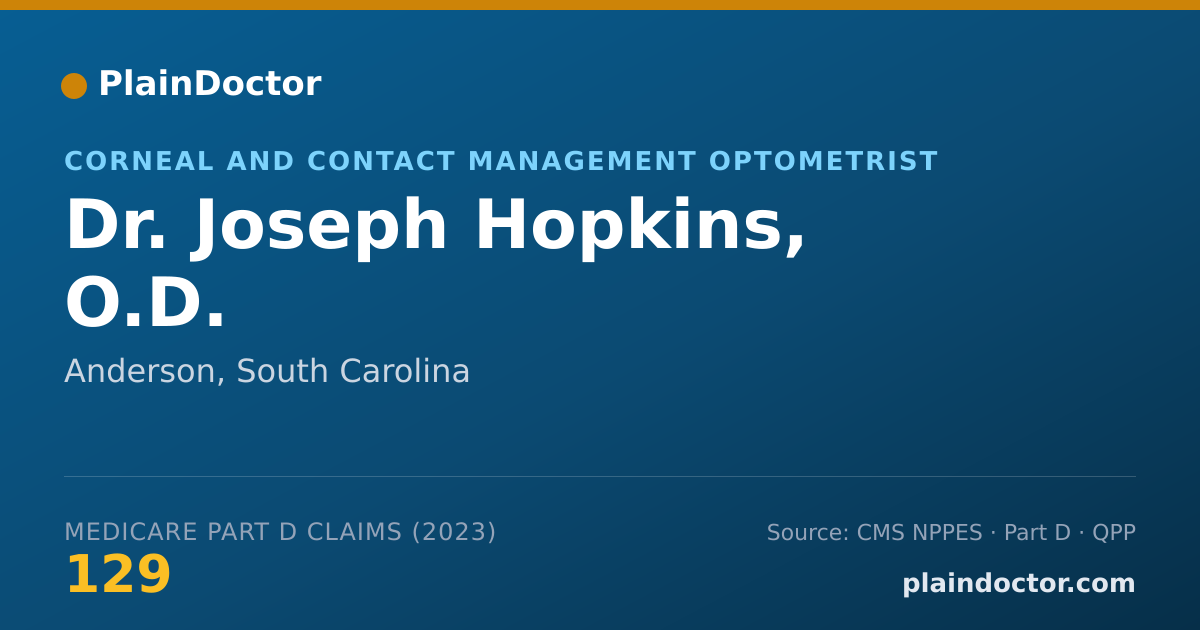 Shareable card for Joseph Hopkins, O.D. - Corneal and Contact Management Optometrist, Anderson, SC