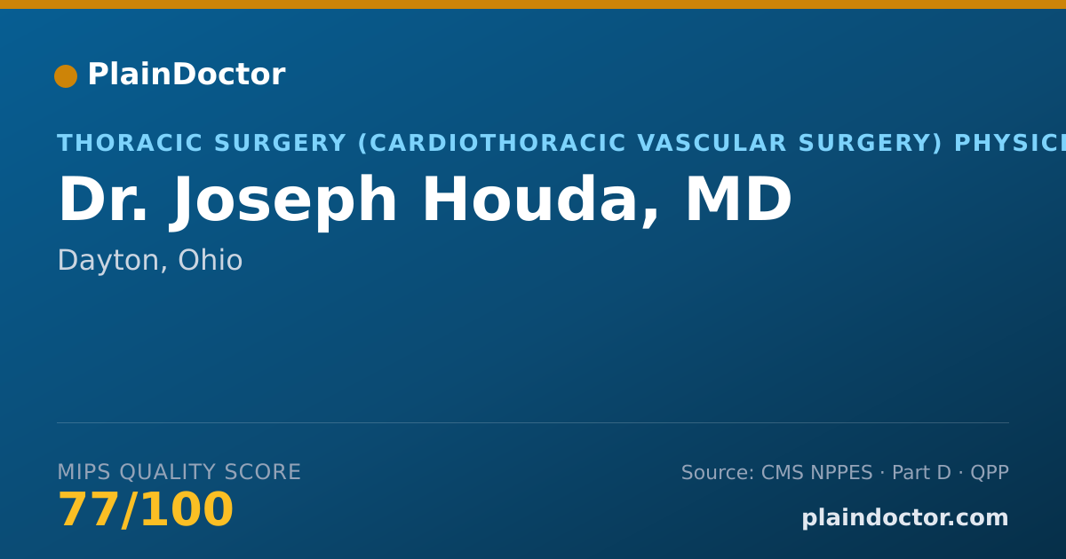Shareable card for Joseph Houda, MD - Thoracic Surgery (Cardiothoracic Vascular Surgery) Physician, Dayton, OH