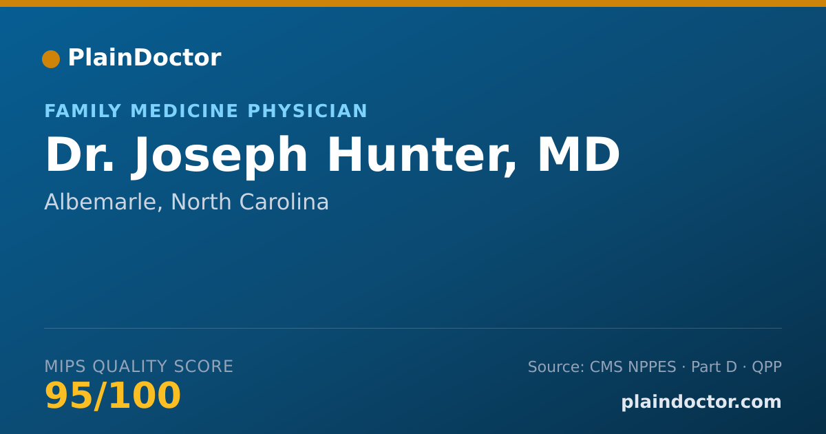 Shareable card for Joseph Hunter, MD - Family Medicine Physician, Albemarle, NC