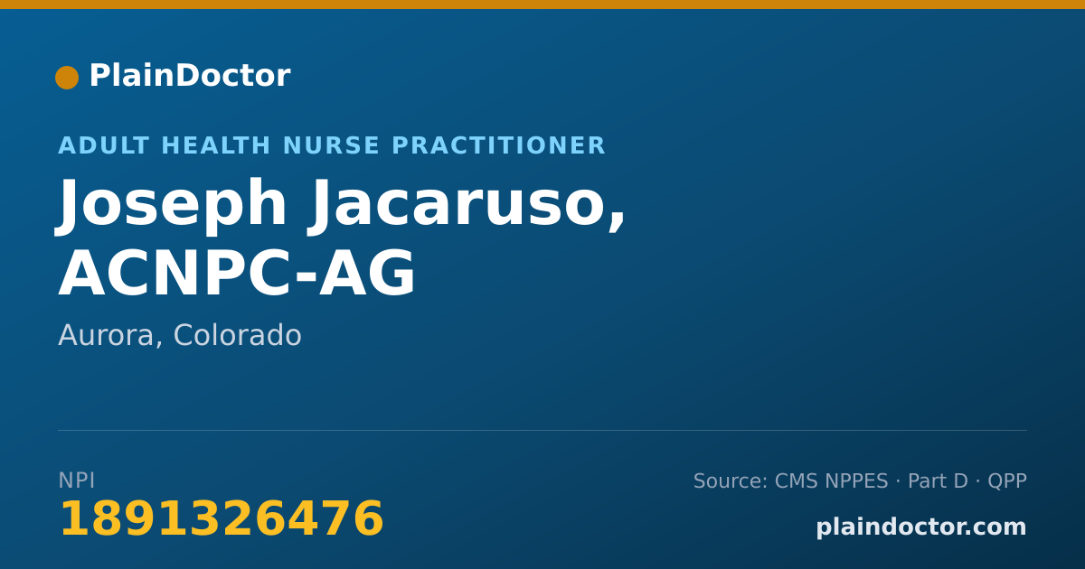 Shareable card for Joseph Jacaruso, ACNPC-AG - Acute Care Nurse Practitioner, Aurora, CO