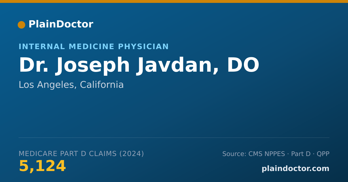 Shareable card for Joseph Javdan, DO - Internal Medicine Physician, Los Angeles, CA