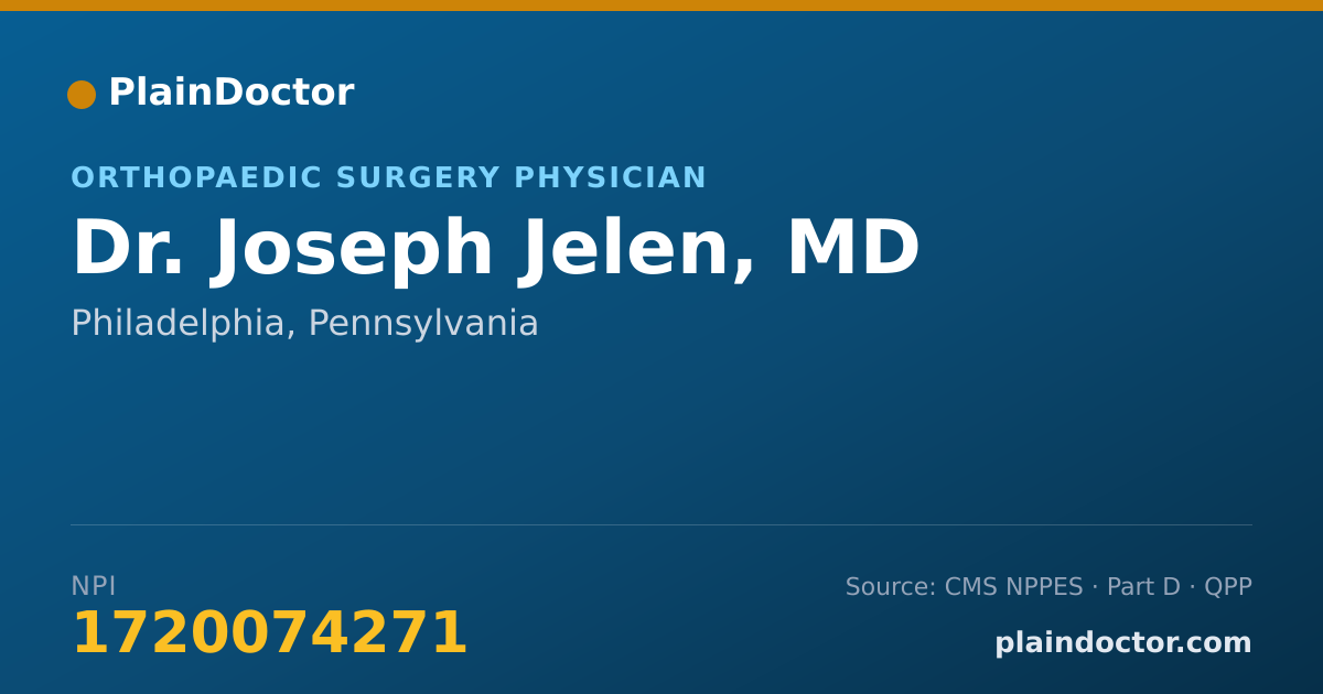 Shareable card for Joseph Jelen, MD - Orthopaedic Surgery Physician, Philadelphia, PA