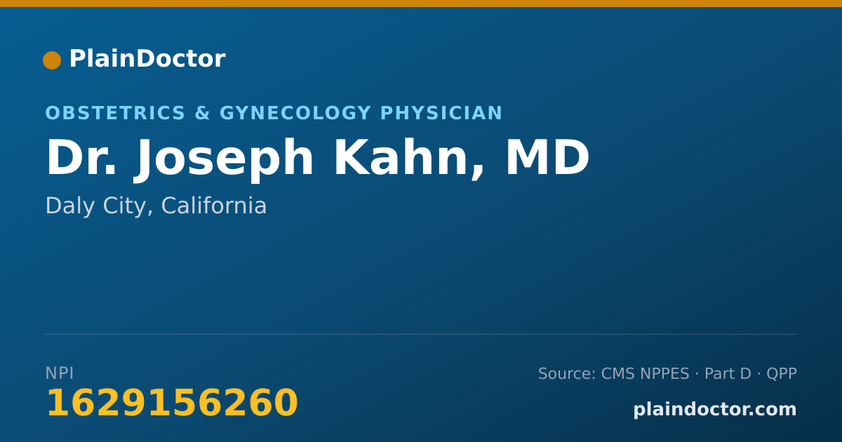 Shareable card for Joseph Kahn, MD - Obstetrics & Gynecology Physician, Daly City, CA