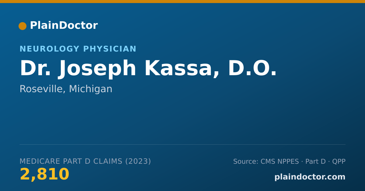 Shareable card for Joseph Kassa, D.O. - Neurology Physician, Roseville, MI