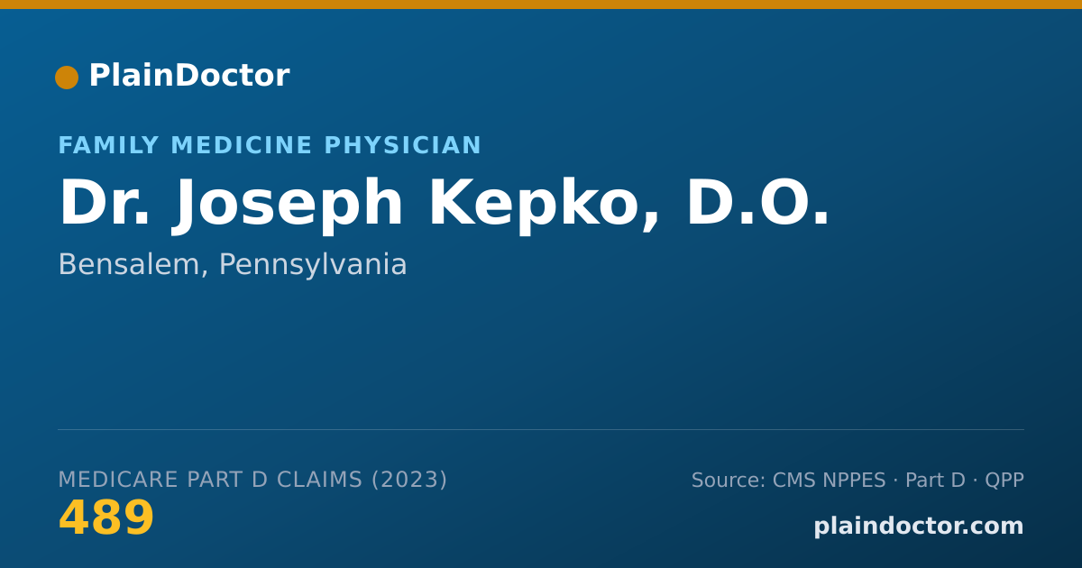 Shareable card for Joseph Kepko, D.O. - Family Medicine Physician, Bensalem, PA