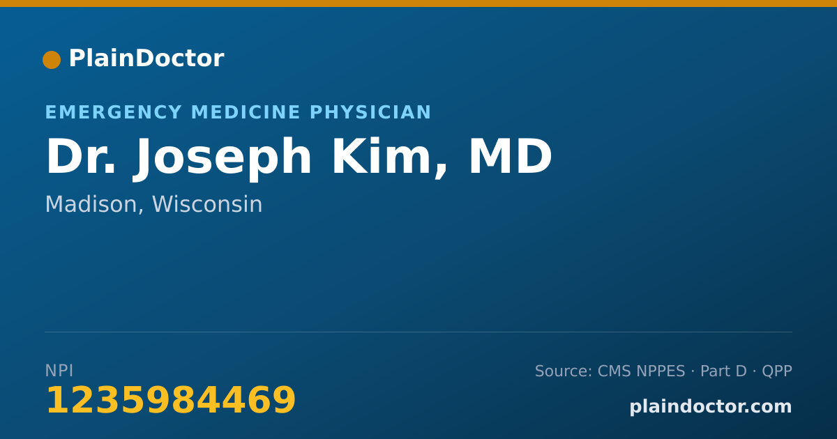 Shareable card for Joseph Kim, MD - Emergency Medicine Physician, Madison, WI