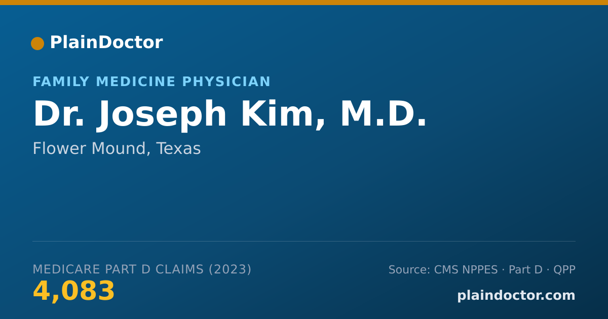 Shareable card for Joseph Kim, M.D. - Family Medicine Physician, Flower Mound, TX