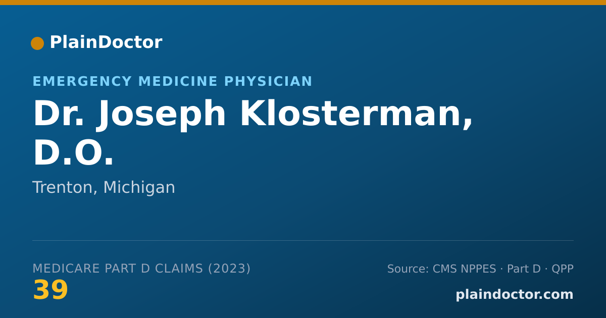 Shareable card for Joseph Klosterman, D.O. - Emergency Medicine Physician, Trenton, MI