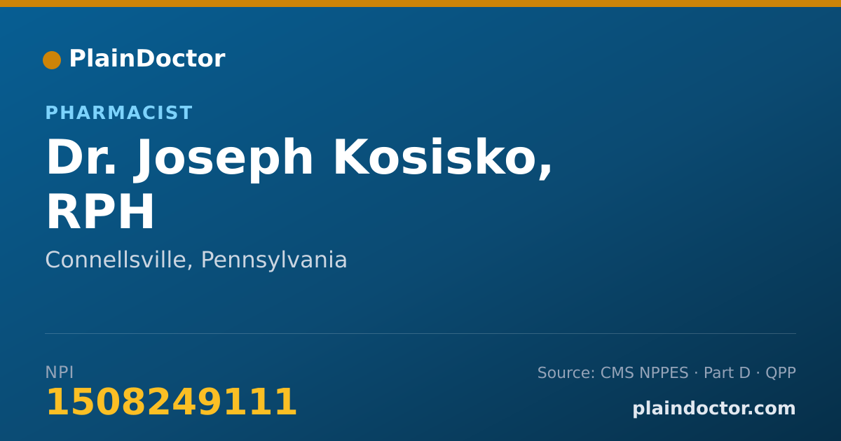 Shareable card for Joseph Kosisko, RPH - Pharmacist, Connellsville, PA
