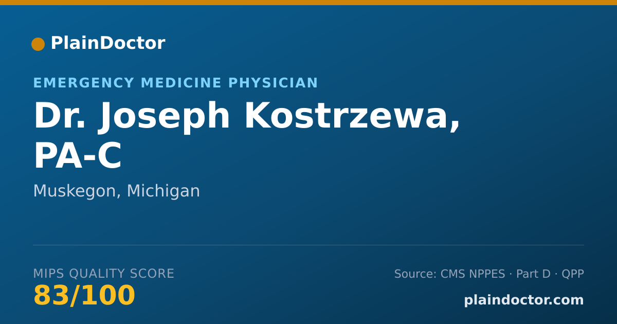 Shareable card for Joseph Kostrzewa, PA-C - Emergency Medicine Physician, Muskegon, MI