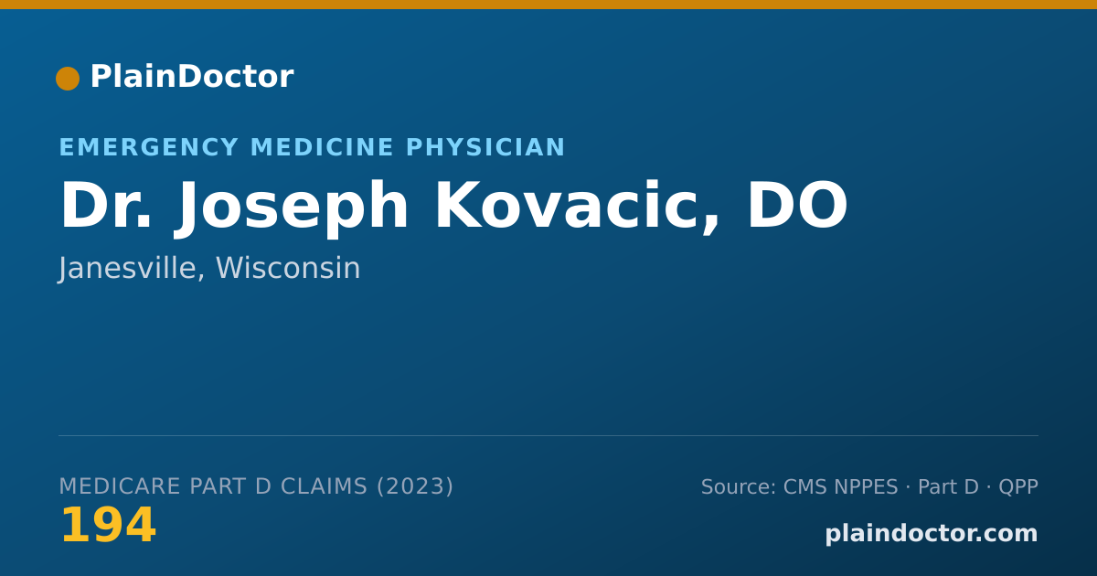 Shareable card for Joseph Kovacic, DO - Emergency Medicine Physician, Janesville, WI