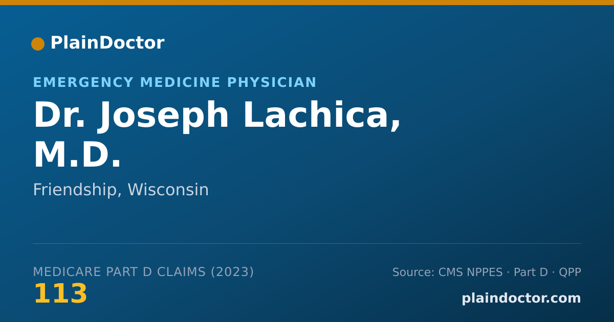Shareable card for Joseph Lachica, M.D. - Emergency Medicine Physician, Friendship, WI