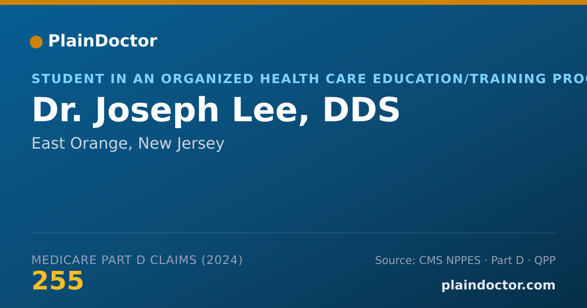 Shareable card for Joseph Lee, DDS - Student in an Organized Health Care Education/Training Program, East Orange, NJ