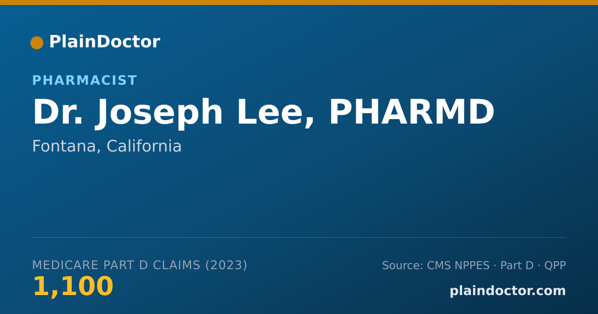 Shareable card for Joseph Lee, PHARMD - Pharmacist, Fontana, CA