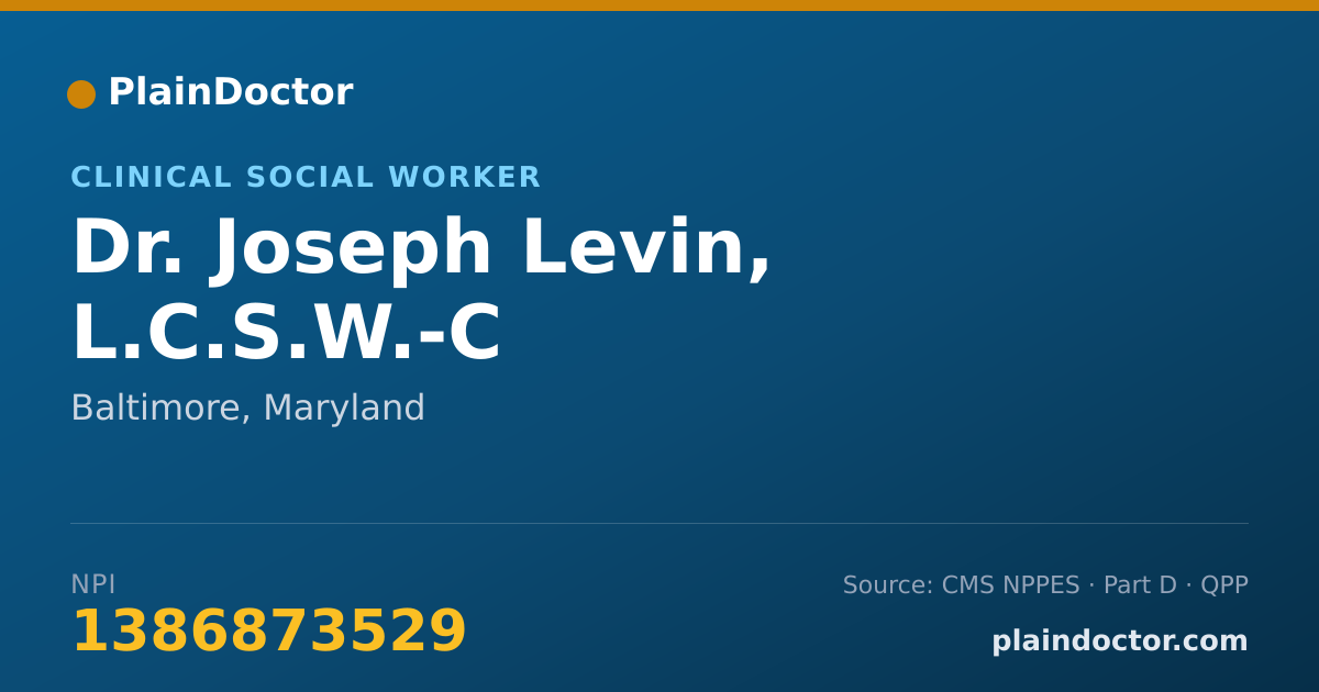 Shareable card for Joseph Levin, L.C.S.W.-C - Clinical Social Worker, Baltimore, MD