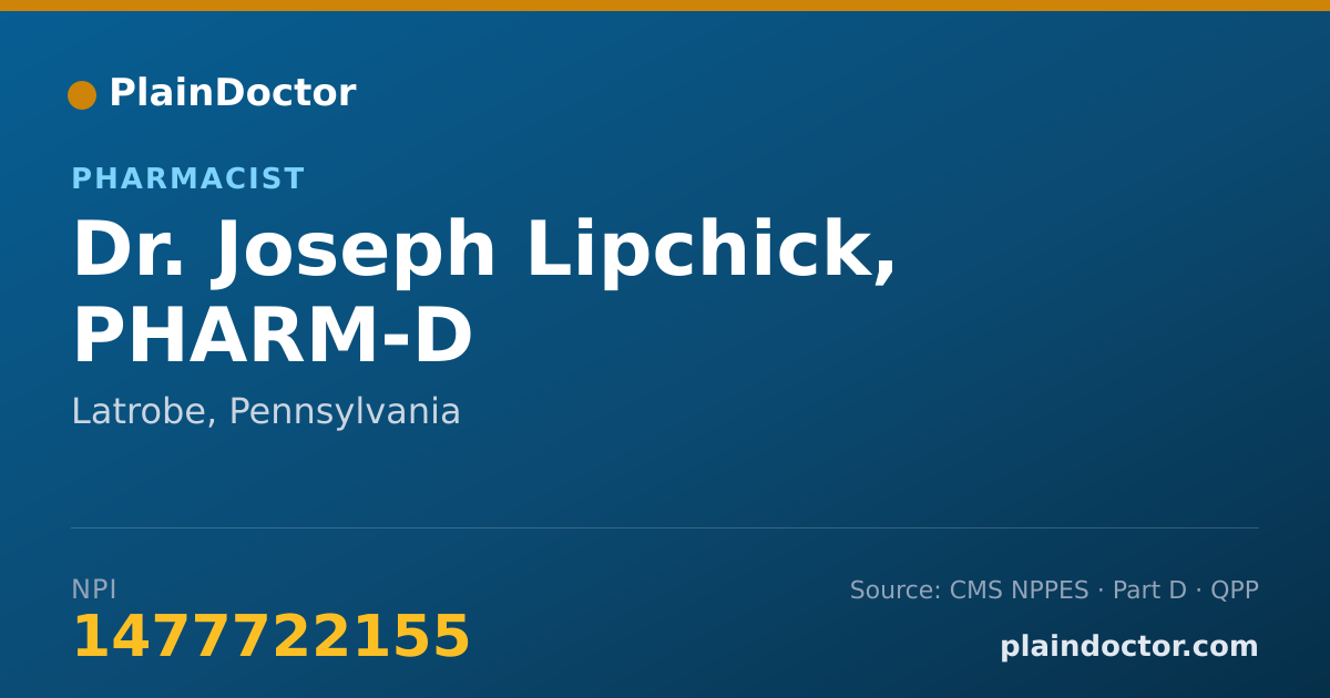 Shareable card for Joseph Lipchick, PHARM-D - Pharmacist, Latrobe, PA