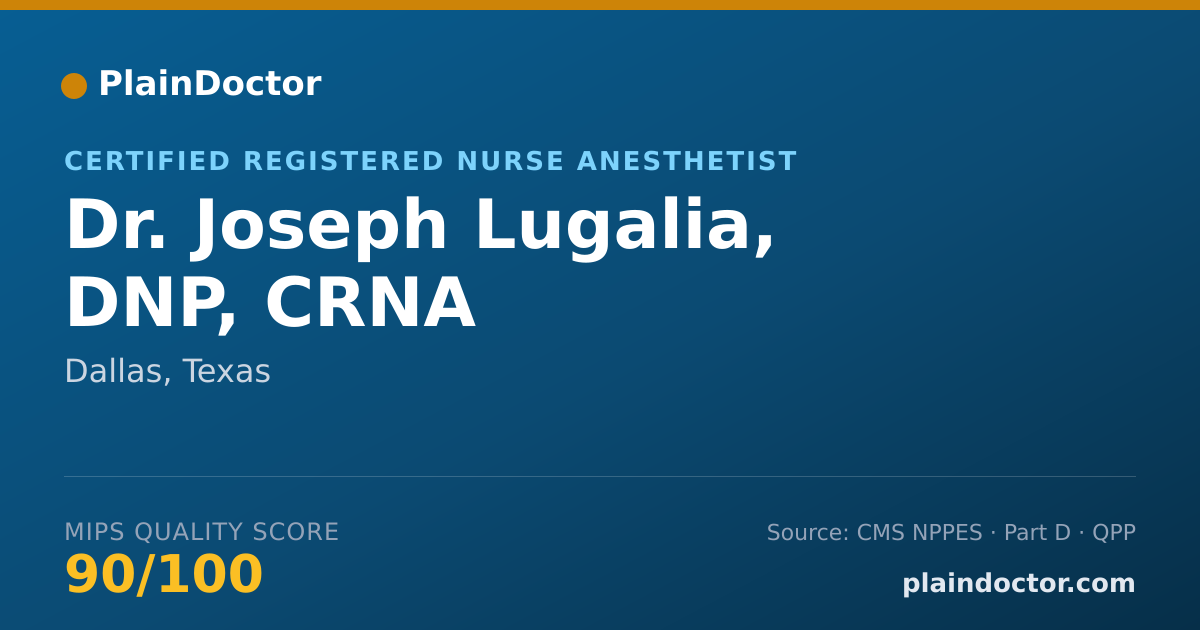 Shareable card for Joseph Lugalia, DNP, CRNA - Certified Registered Nurse Anesthetist, Dallas, TX