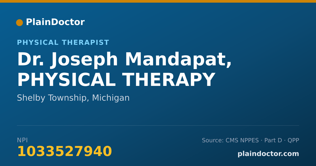 Shareable card for Joseph Mandapat, PHYSICAL THERAPY - Physical Therapist, Shelby Township, MI