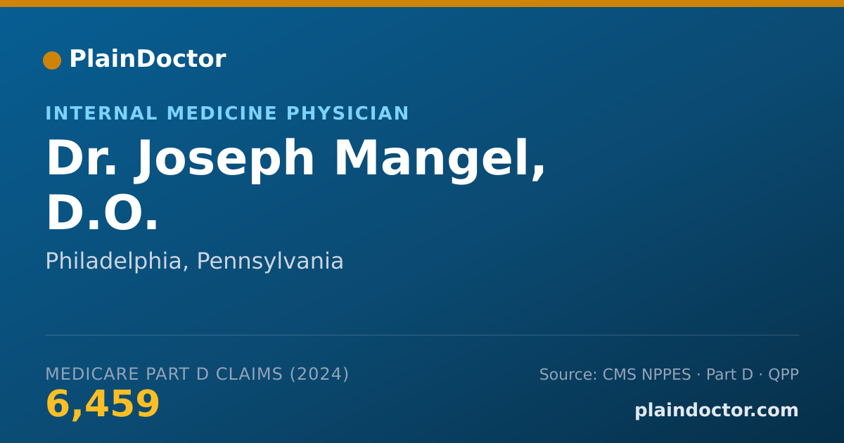 Shareable card for Joseph Mangel, D.O. - Internal Medicine Physician, Philadelphia, PA