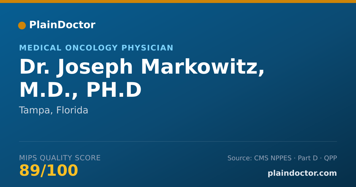 Shareable card for Joseph Markowitz, M.D., PH.D - Medical Oncology Physician, Tampa, FL
