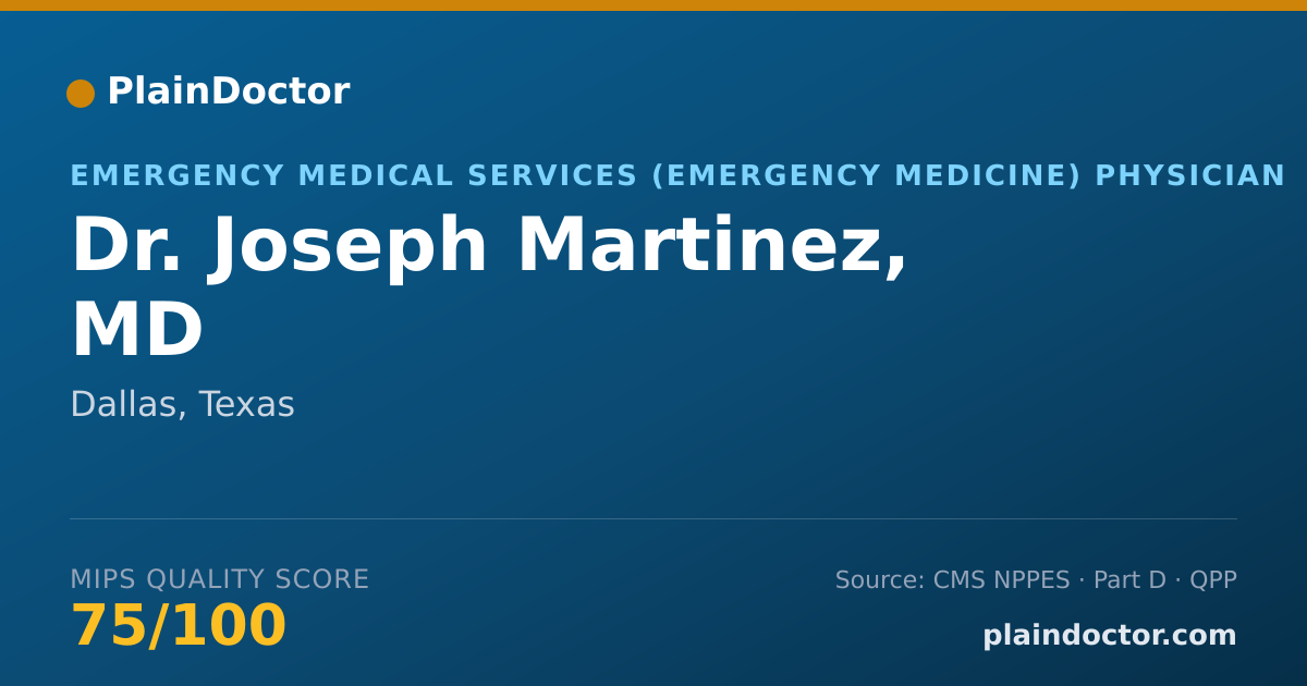 Shareable card for Joseph Martinez, MD - Emergency Medical Services (Emergency Medicine) Physician, Dallas, TX