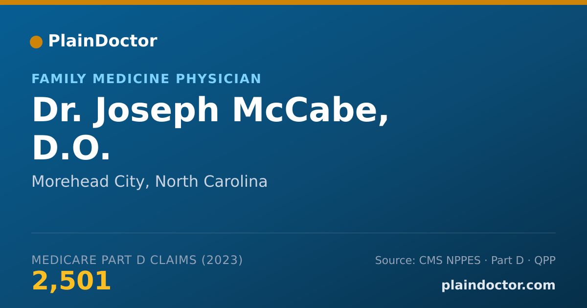 Shareable card for Joseph McCabe, D.O. - Family Medicine Physician, Morehead City, NC