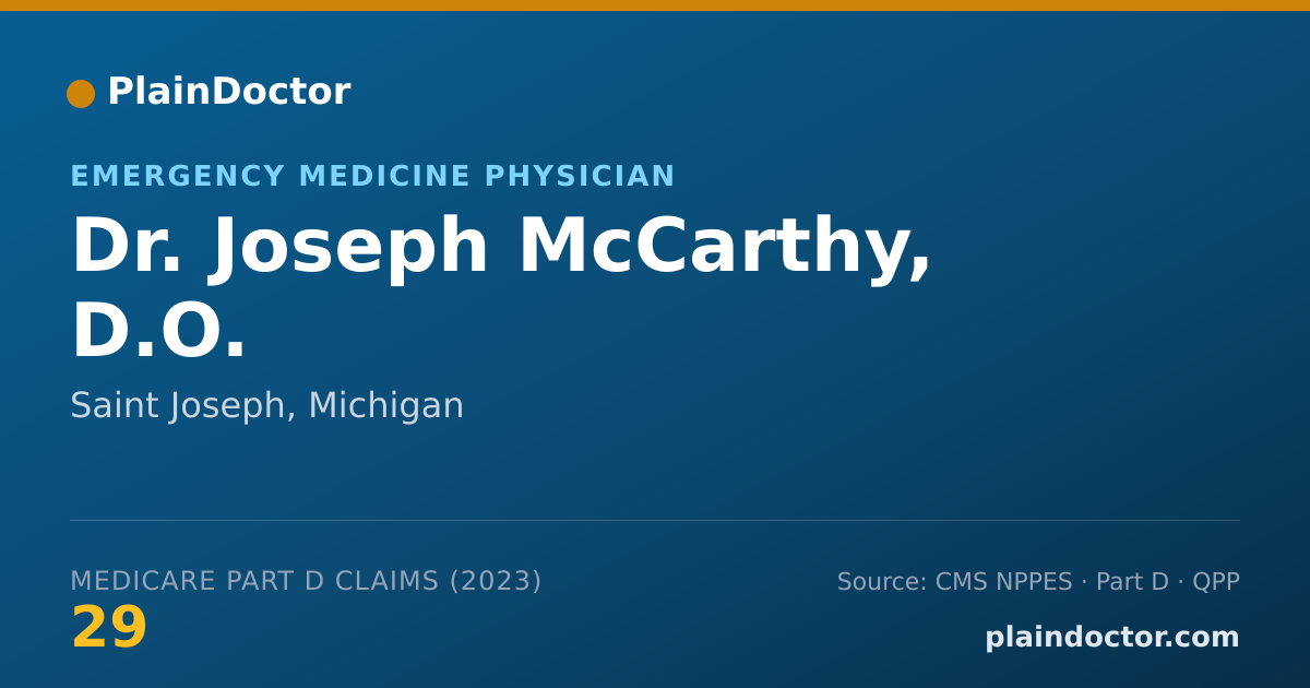 Shareable card for Joseph McCarthy, D.O. - Emergency Medicine Physician, Saint Joseph, MI