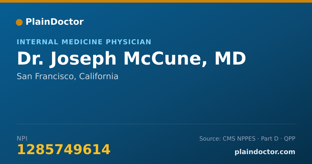 Shareable card for Joseph McCune, MD - Internal Medicine Physician, San Francisco, CA