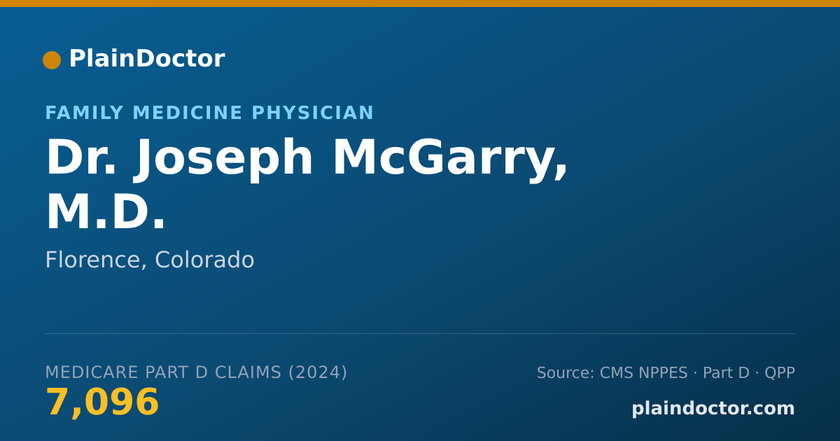 Shareable card for Joseph McGarry, M.D. - Family Medicine Physician, Florence, CO
