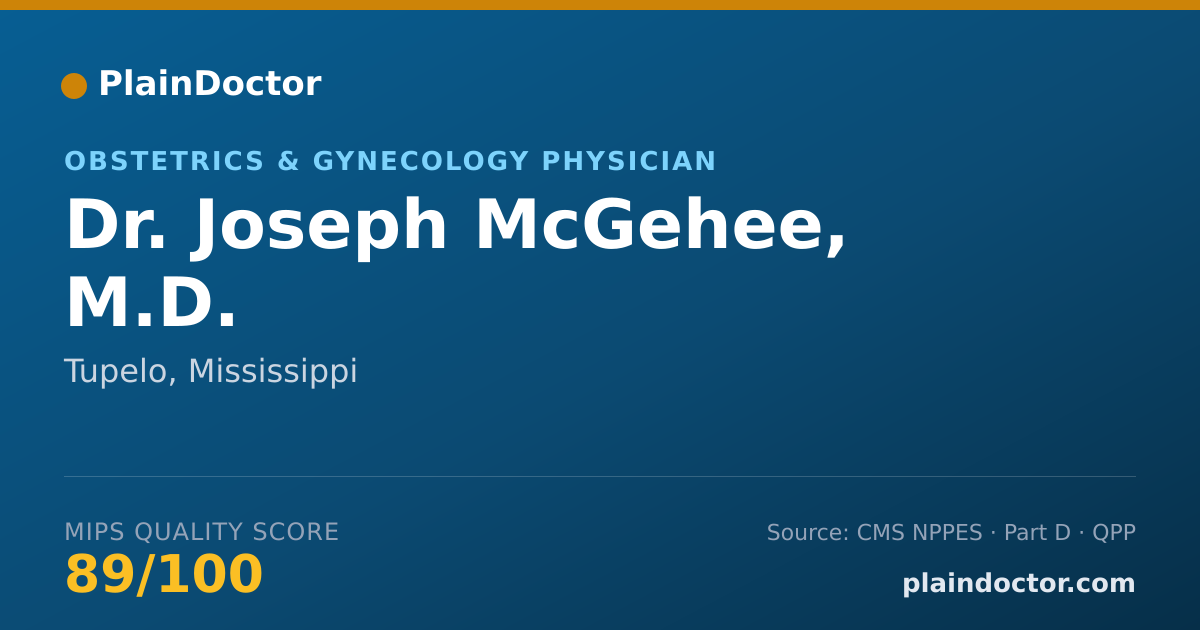 Shareable card for Joseph McGehee, M.D. - Obstetrics & Gynecology Physician, Tupelo, MS