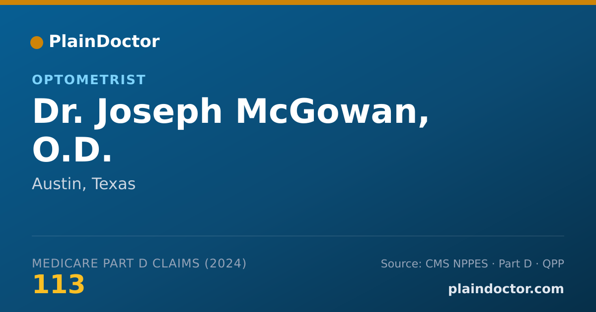 Shareable card for Joseph McGowan, O.D. - Optometrist, Austin, TX