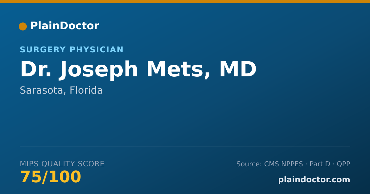 Shareable card for Joseph Mets, MD - Surgery Physician, Sarasota, FL