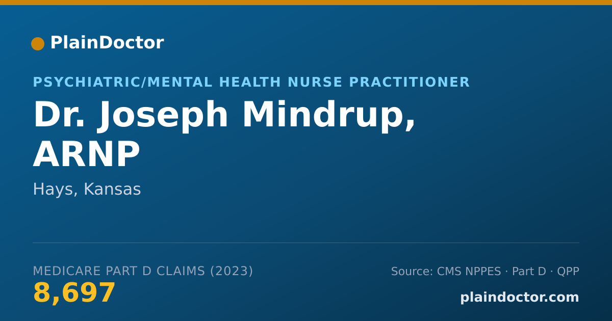 Shareable card for Joseph Mindrup, ARNP - Psychiatric/Mental Health Nurse Practitioner, Hays, KS