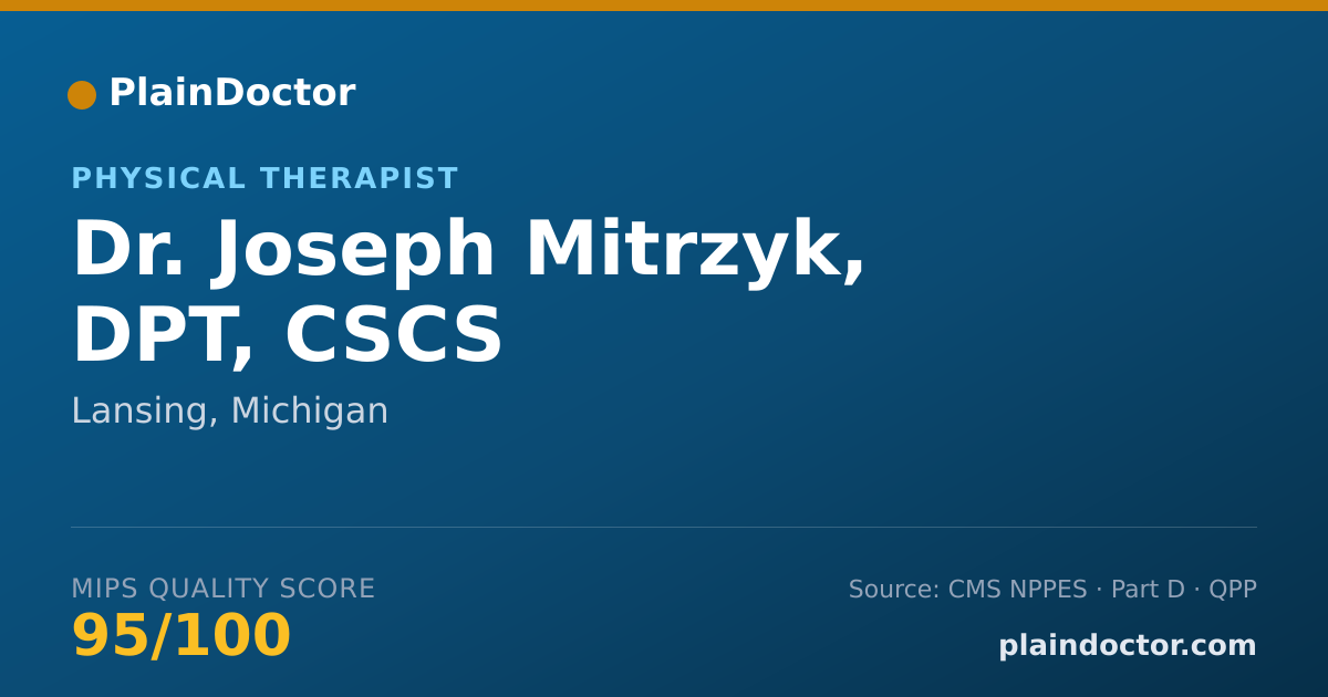 Shareable card for Joseph Mitrzyk, DPT, CSCS - Physical Therapist, Lansing, MI