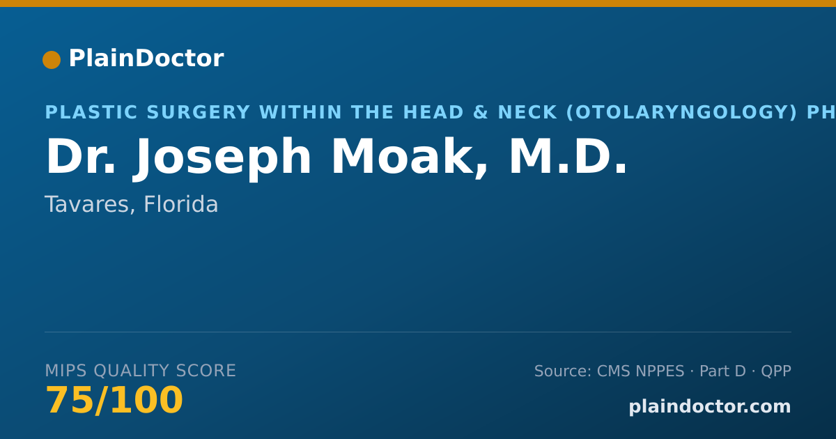 Shareable card for Joseph Moak, M.D. - Plastic Surgery within the Head & Neck (Otolaryngology) Physician, Tavares, FL
