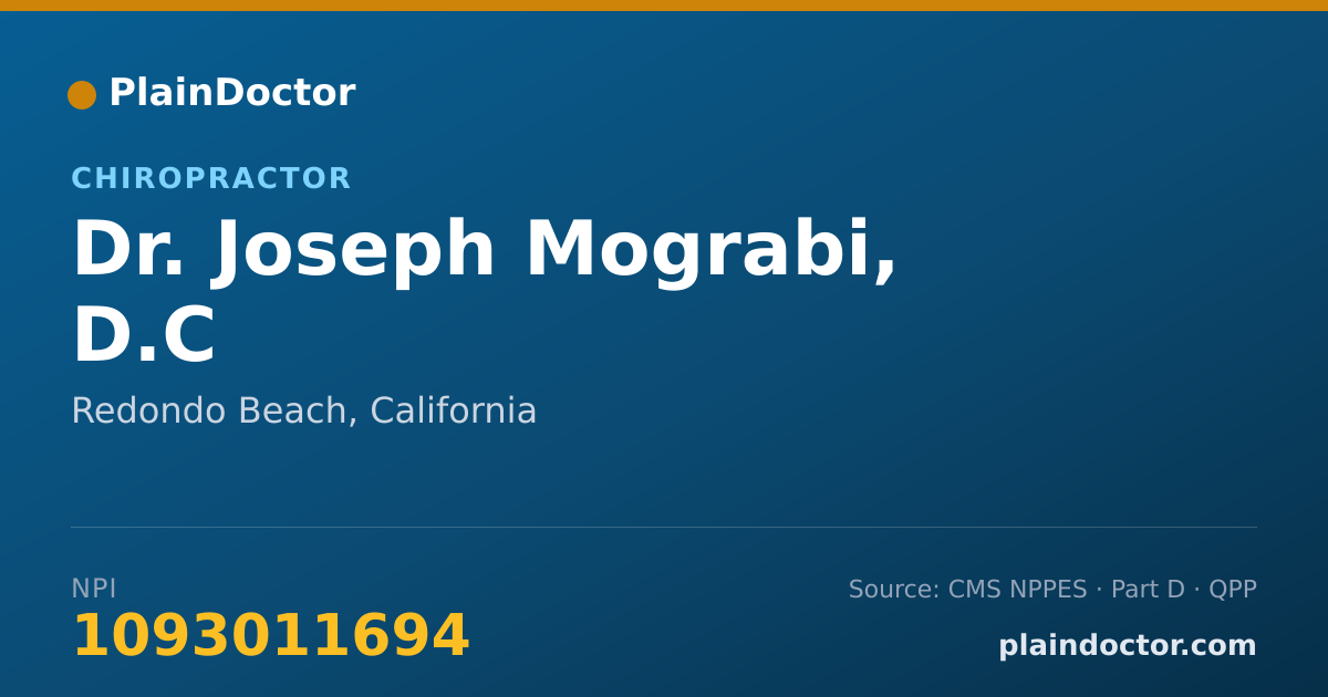 Shareable card for Joseph Mograbi, D.C - Chiropractor, Redondo Beach, CA