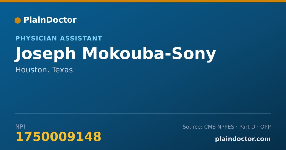 Shareable card for Joseph Mokouba-Sony - Physician Assistant, Houston, TX