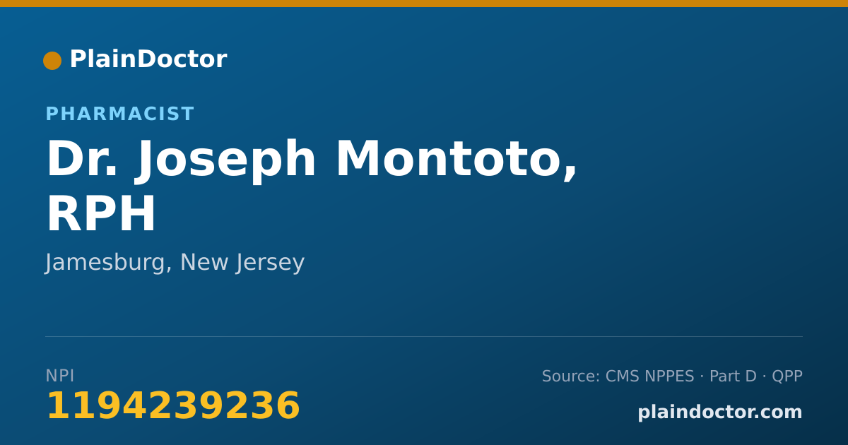 Shareable card for Joseph Montoto, RPH - Pharmacist, Jamesburg, NJ