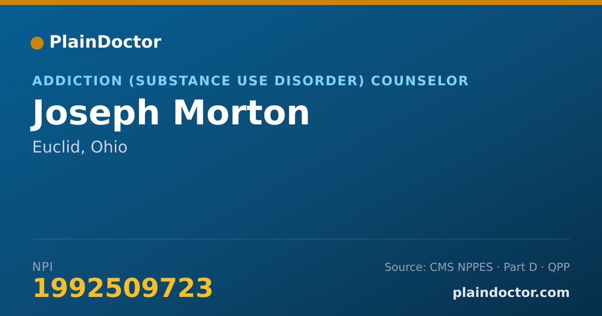 Shareable card for Joseph Morton - Addiction (Substance Use Disorder) Counselor, Euclid, OH